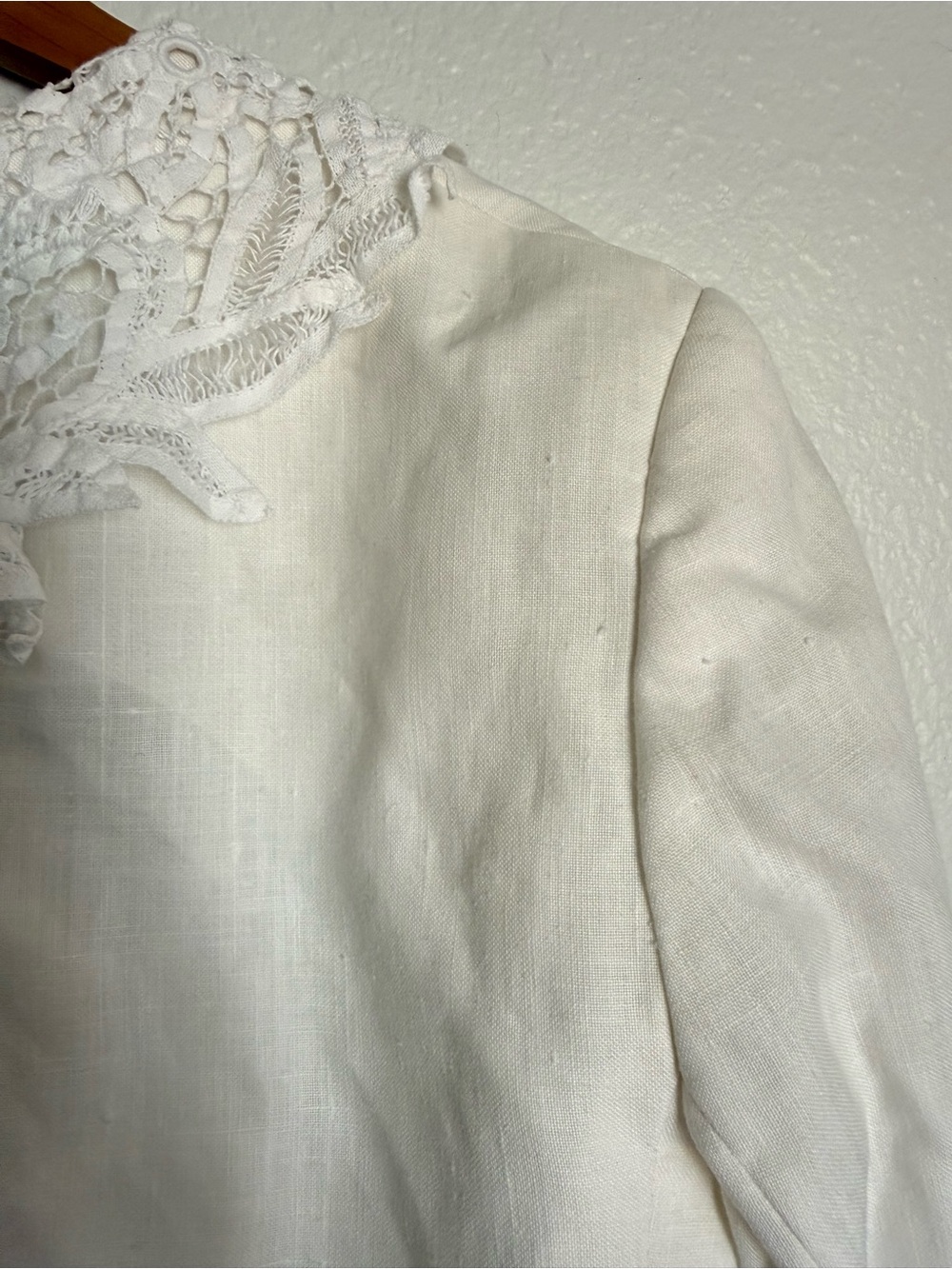 Vintage White Linen & Lace Double Breasted Jacket - Picture 11 of 11